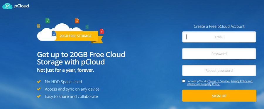 免費雲端硬碟空間 pCloud01