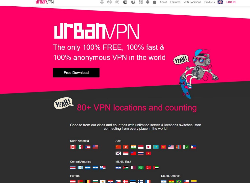 免費VPN軟體 Urban VPN 80個以上國家的網路節點 瀏覽網頁無障礙