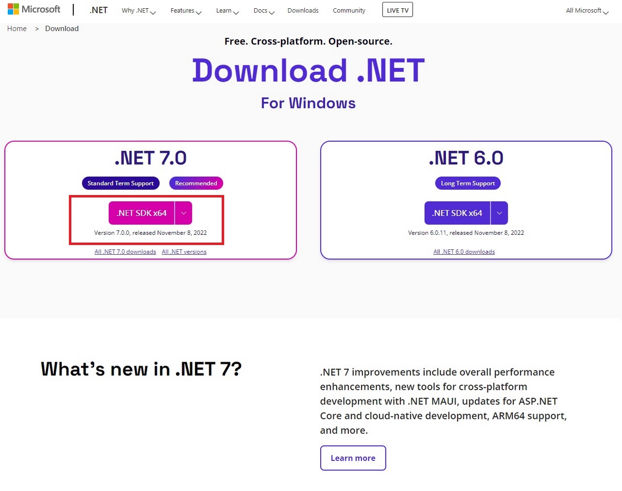 Microsoft .NET Framework 7.0.0版下載 使用.NET程式必備軟體