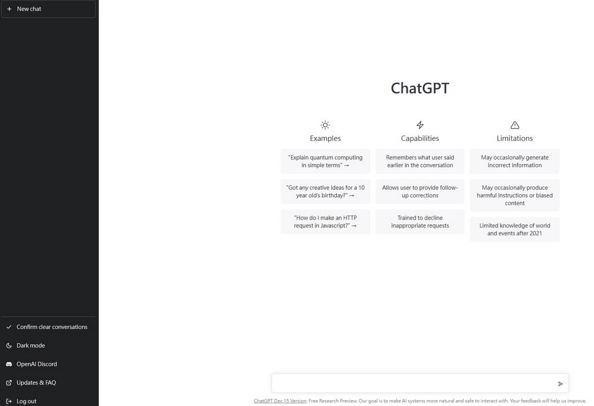 OpenAI 聊天機器人ChatGPT體驗說明